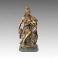 Classical Figure Bronze Sculpture Mother-Daughter Home Decor Brass Statue TPE-057